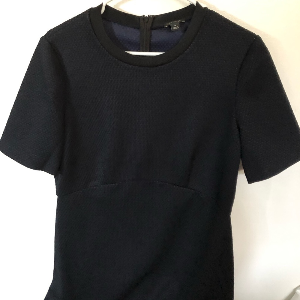 Navy Ann Taylor work dress with short sleeves